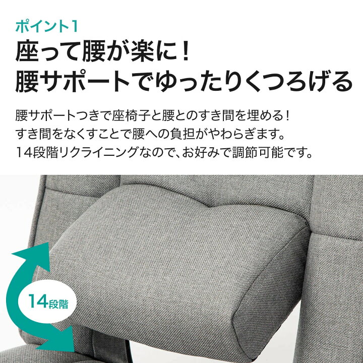 楽天市場】座椅子 ハイバック 腰楽レバー 幅54cm Nアスカ グレー 玄関 