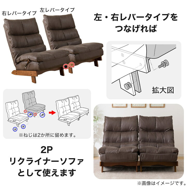 楽天市場】リクライナーソファ(KJ-1 HPBR 右) 【玄関先迄納品】 ニトリ 