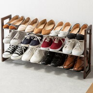 2段重ねできる伸縮シューズラック (JJ50601 ミドルブラウン) ニトリ 【玄関先迄納品】