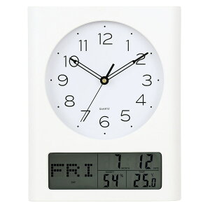 電波 夜間停止秒針 日付・曜日・温湿度デジタル表示 掛け時計 ラッド (ホワイト) ニトリ 【玄関先迄納品】