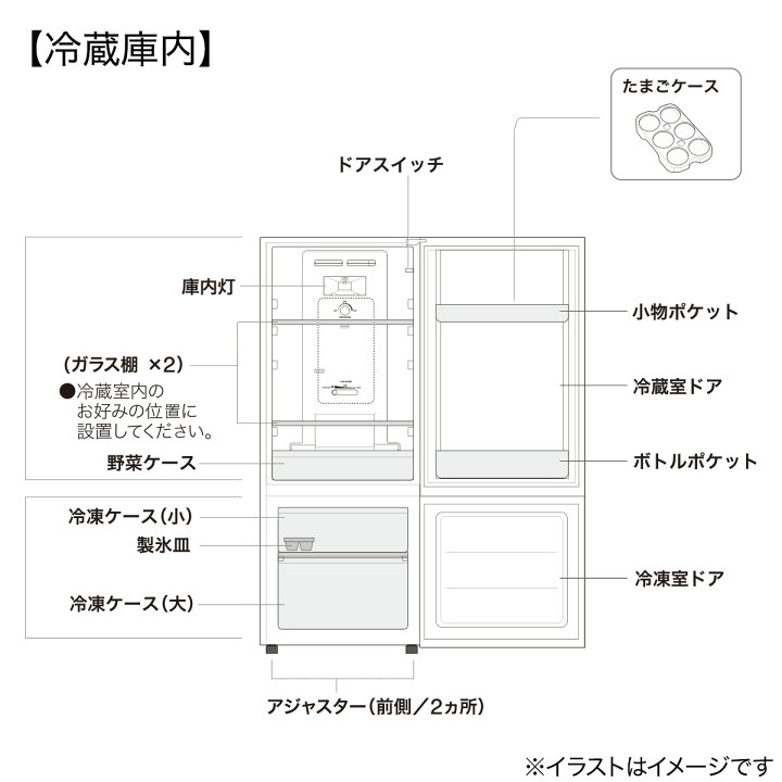 楽天市場】[幅49.5cm] 140L ファン式 2ドア冷蔵庫 WH（NTR-140）ニトリ 
