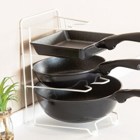 たて・よこ置けるフライパンスタンド (ホワイト) ニトリ 【玄関先迄納品】