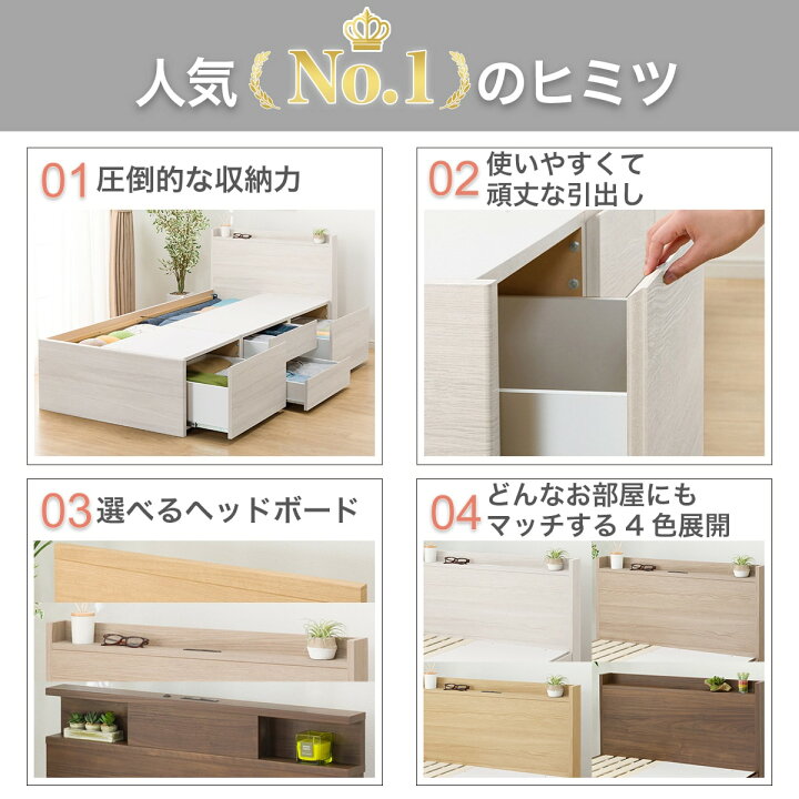 楽天市場】すのこフラットヘッドボードチェストベッドセット(N-ジオF 