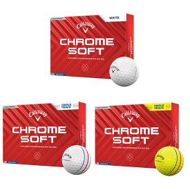 Callaway キャロウェイ CHROME SOFT ゴルフボール 2024年新製品 1ダース 12球入り クロムソフト ホワイト イエロー トリプルトラック 3ピース ウレタンカバー