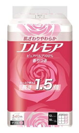 カミ商事 エルモア 1.5倍 巻 12ロール ダブル ピンク 45m 花の香り トイレットペーパー トイレ 消耗品 ギフト 大容量 買い置き まとめ買い 雑貨 備蓄 防災 日用品雑貨 日用品 送料無料 レビュー特典付き