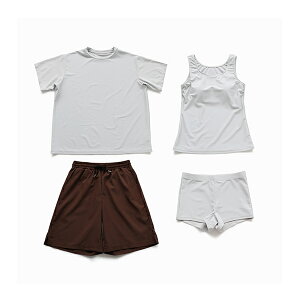 16%OFFクーポン 即納 水着 フィットネス レディース タンキニ 2タイプ シャツ パンツ セパレート ブラウス 半袖 ハーフパンツ 上下セット フィットネス水着 4点セット スイムウェア パッド付