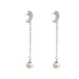 揺れる ピアス レディース 月 パール スタッドピアス 可愛い アクセサリー プレゼント 贈り物 シルバー ジルコニア