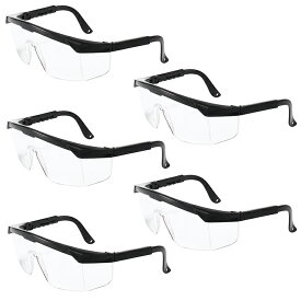 5個セット 保護メガネ ゴーグル 花粉 ウイルス 対策 飛沫防止 防塵 安全 軽量 クリア 細菌 防曇 作業 実験 眼鏡 めがね 対応 女性 男女兼用 オーバーグラス