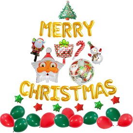 クリスマスバルーン 飾り 風船 40点セット MERRY CHRISTMAS レターバルーン サンタクロース 雪だるま クリスマスツリー キャンディーステッキ 星型サンタ アレンジ クリスマスグッズ X'mas
