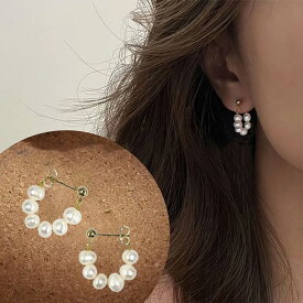 パール イヤリング ピアス フープ 痛くない スタッドピアス イヤークリップ ノンホール シリコンカバー付き 結婚式 入学式 入園式 可愛い フォーマル エレガント プレゼント ギフト