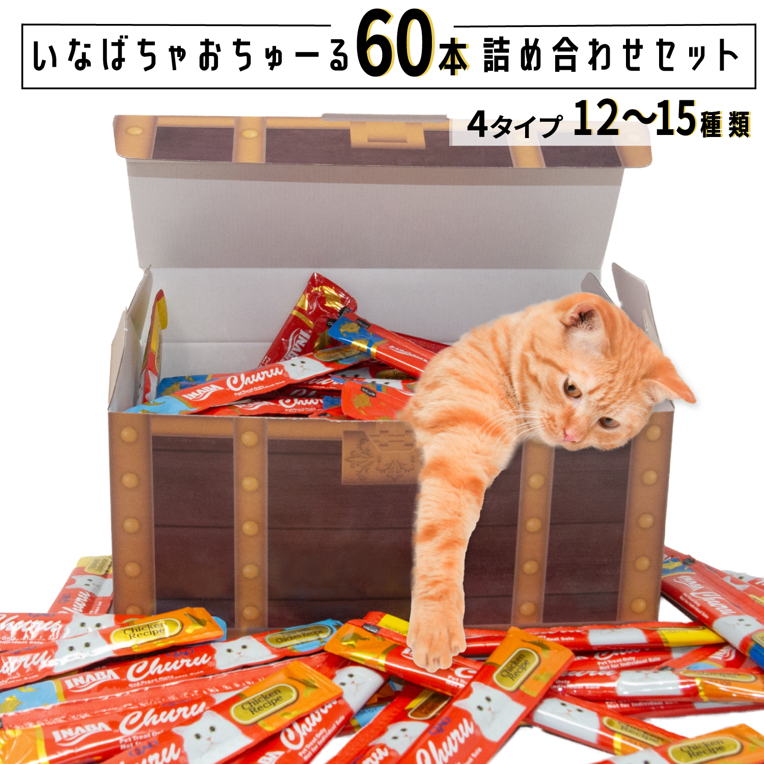 楽天市場】【猫が大喜び】猫 チュール ギフト 60本 12~15種 宝箱