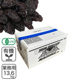 オーガニック・ジャンボフレームレーズン 業務用 13.6Kg アメリカ産 有機レーズン オイルコート無し ノンオイル オイルフリー 無添加 砂糖不使用 有機JAS認証 業務用バルク商品