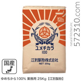 ゆめちから100％ 業務用 25Kg 江別製粉 北海道産ユメチカラ小麦100% パン用小麦粉 業務用バルク商品