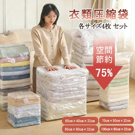 圧縮袋 4枚入 収納袋 収納 旅行 圧縮 衣類 布団圧縮袋 布団 ふとん 衣類圧縮袋 掃除機不要 衣替え ふとん圧縮袋 出張 トラベルポーチ シングル クローゼット 圧縮バッグ コンパクト 収納ポーチ 便利グッズ 掛け布団