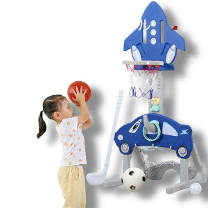 5in1 バスケットゴール 子ども バスケットボール ボール付き サッカーゴール ゴルフ 輪投げ 音楽のストーリーマシン 室内 遊び おもちゃ 遊具 大型遊具 室内遊具 室内遊び 155cm高さ調節可 家