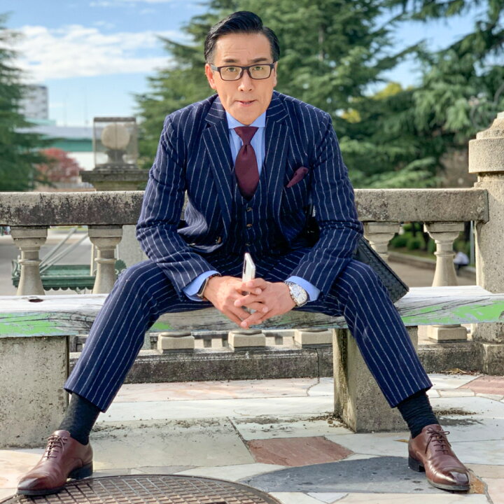 楽天市場】ネイビーストライプシングルジャケットスリーピーススーツ 