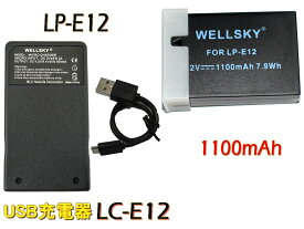 LP-E12 互換バッテリー 1100mAh 1個 & LC-E12 超軽量 USB Type C 急速 互換充電器 バッテリーチャージャー 1個 [ 2点セット ] [ 純正品と同じよう使用可能 ] Canon キヤノン イオス EOS Kiss X7 / EOS M / EOS M2 / EOS M100 / EOS Kiss M