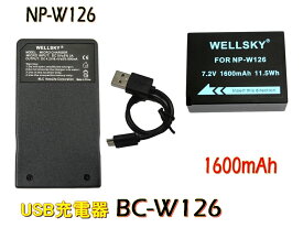 NP-W126S NP-W126 互換バッテリー 1600mAh 1個 ＆ [超軽量] USB Type C 急速 互換バッテリーチャージャー BC-W126 BC-W126S 1点 [2点セット] 純正充電器で充電可能 残量表示可能 純正品と同じよう使用可能 FUJIFILM X-T10 X-A10 X-T1 X-H1 X-M1 X-E2 X-E3 X100V X-S10 X-T4