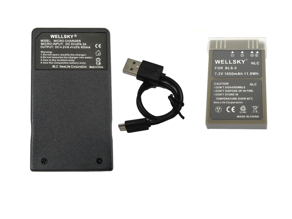 BLS-1 BLS-5 BLS-50 互換バッテリー 1個  BCS-5 BCS-1 [ 超軽量 ] USB 急速 互換充電器  バッテリーチャージャー 1個 [ 2点セット ] [ 純正品と同じよう使用可能 残量表示可能 ] OLYMPUS オリンパス E-PL3 E-PM1  E-PL1s E-PL2 E-PL5 E-PM2 E-PL6 -