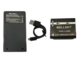 LI-90B LI92B 互換バッテリー 1550mAh 1個 & [ 超軽量 ] USB Type c 急速 互換充電器 バッテリーチャージャー UC-92 UC-90 1個 [ 2点セット ] [ 純正品と同じよう使用可能 残量表示可能 ] OLYMPUS オリンパス TG-1/ TG-2 / TG-3 / XZ-2 / SH-50