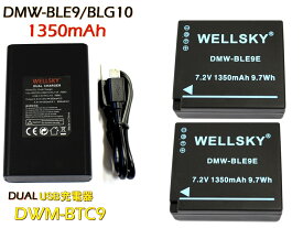 DMW-BLE9 DMW-BLG10 互換バッテリー 2個 & デュアル USB 急速 互換充電器 バッテリーチャージャー DMW-BTC9 DMW-BTC12 1個 [3点セット]純正品と同じよう使用可能 残量表示可能 Panasonic パナソニック LUMIX ルミックス DMC-GX7MK2 DMC-GX7MK3