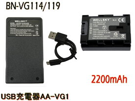 BN-VG114 BN-VG107 BN-VG108 BN-VG109 BN-VG119 互換バッテリー 1個 ＆ AA-VG1 [ 超軽量 ] USB 急速 バッテリーチャージャー 互換充電器 1個 [ 2点セット ] 純正品と同じよう使用可能 残量表示可能 純正品と同じよう使用可能 [ Jvc Victor ビクター ]