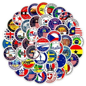 ☆60種類セット☆　シール　大量　世界の国旗　防水　ステッカー　PVC　日本　アメリカ　ご褒美　おしゃれ　かっこいい　トイトレ　かっこいい