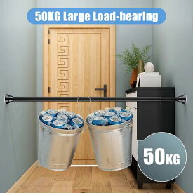 ☆屋外＆水場でも使える☆ 強力つっぱり棒 耐荷重50kg ステンレス製 S〜Lサイズ 黒色 ブラック 突っ張り棒 浴室 テラス