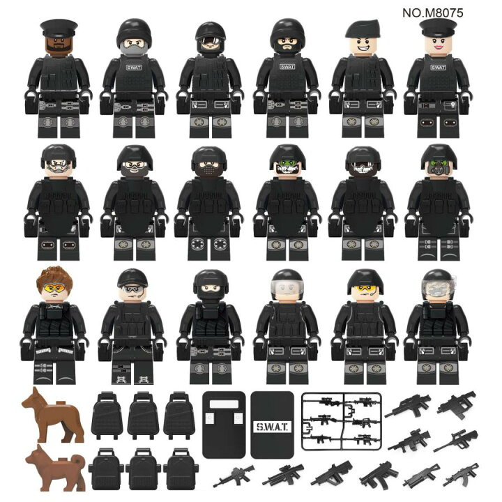 楽天市場】レゴ互換 ミニフィグ 大量18体 武器セット 特殊部隊 SWAT 