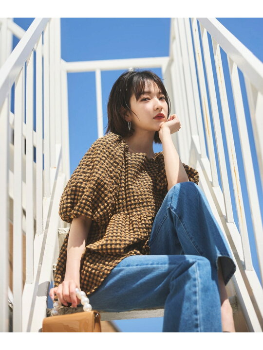 楽天市場】フクレチェックボリュームブラウス N. Natural Beauty 