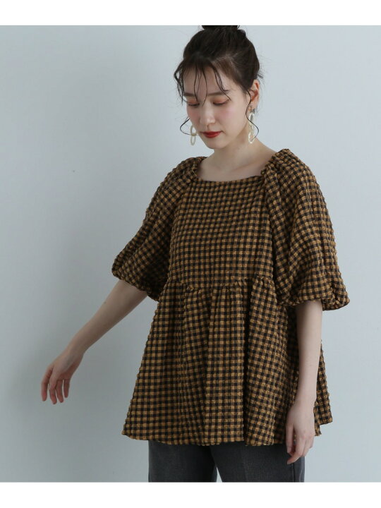 楽天市場】フクレチェックボリュームブラウス N. Natural Beauty 