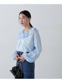 【SALE／60%OFF】ラッフルネックブラウス N. Natural Beauty Basic エヌ ナチュラルビューティーベーシック* トップス シャツ・ブラウス ホワイト ブルー ブラウン【RBA_E】【送料無料】[Rakuten Fashion]