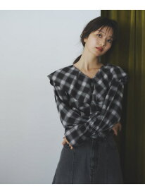 チェックラッフルブラウス N. Natural Beauty Basic エヌ ナチュラルビューティーベーシック* トップス シャツ・ブラウス ブラック ベージュ【送料無料】[Rakuten Fashion]