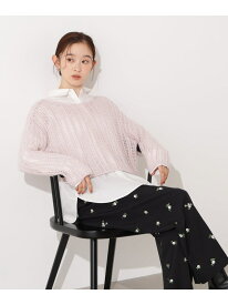 【SALE／60%OFF】クロップド透かし編みニット N. Natural Beauty Basic エヌ ナチュラルビューティーベーシック* トップス ニット パープル ホワイト グレー ピンク【RBA_E】[Rakuten Fashion]