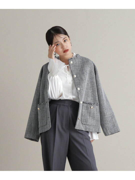 楽天市場】ノーカラーツイードブルゾン《WEB限定商品》《S Size Line 