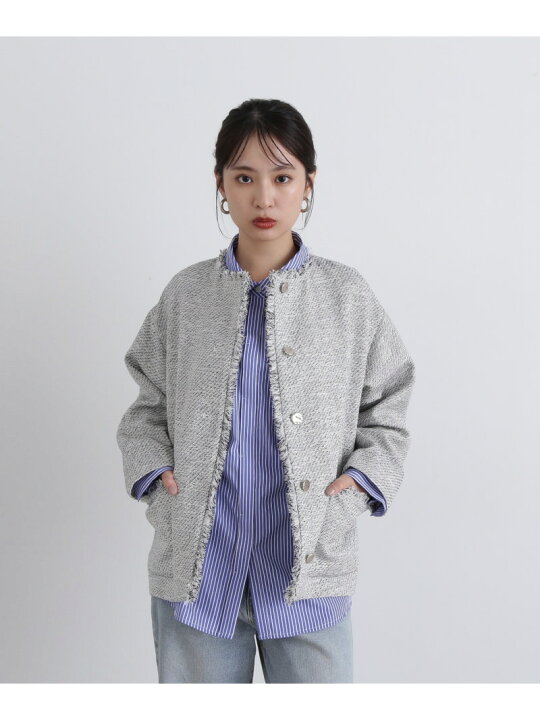 楽天市場】【SALE／10%OFF】ノーカラーツイードブルゾン N. Natural 