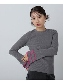 【SALE／60%OFF】バイカラーラインフレアスリーブニット N. Natural Beauty Basic エヌ ナチュラルビューティーベーシック* トップス ニット グレー ホワイト グリーン【RBA_E】【送料無料】[Rakuten Fashion]