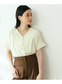 Vネックタックとろみブラウス N. Natural Beauty Basic エヌ ナチュラルビューティーベーシック* トップス シャツ・ブラウス イエロー ホワイト ブルー【送料無料】[Rakuten Fashion]