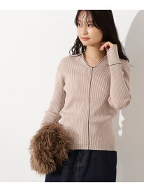 【SALE／60%OFF】ラインスキッパーリブニット N. Natural Beauty Basic エヌ ナチュラルビューティーベーシック* トップス ニット ブルー ベージュ グレー【RBA_E】[Rakuten Fashion]