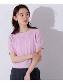 【SALE／50%OFF】ミニケーブル半袖ニット N. Natural Beauty Basic エヌ ナチュラルビューティーベーシック* トップス ニット ピンク ホワイト ブルー ネイビー【RBA_E】【送料無料】[Rakuten Fashion]