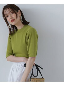 総針ボトルネック5分袖ニット 24SS N. Natural Beauty Basic エヌ ナチュラルビューティーベーシック* トップス ニット ブルー ブラック グレー ホワイト イエロー レッド【送料無料】[Rakuten Fashion]