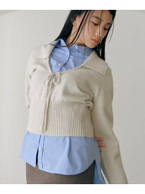 【SALE／60%OFF】フロントリボン襟付きニット N. Natural Beauty Basic エヌ ナチュラルビューティーベーシック* トップス ニット グレー レッド【RBA_E】[Rakuten Fashion]