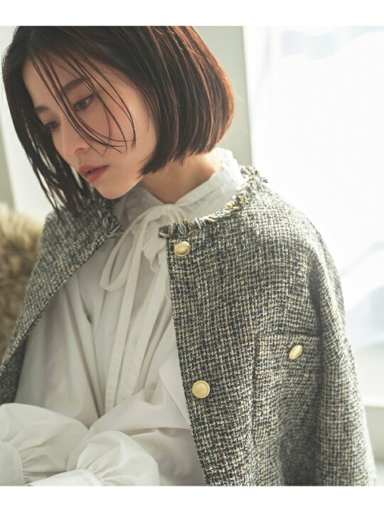 楽天市場】【SALE／40%OFF】ゴールドボタンマルチツイードジャケット N 
