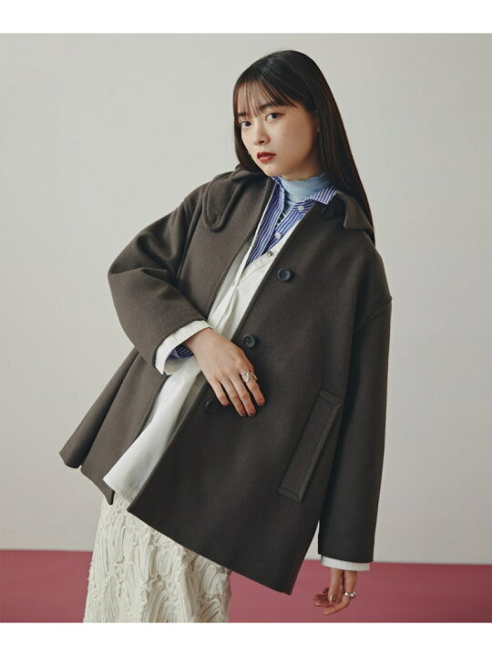 N.NaturalBeautyBasic ビーバーメルトンノーカラーコート N. Natural 