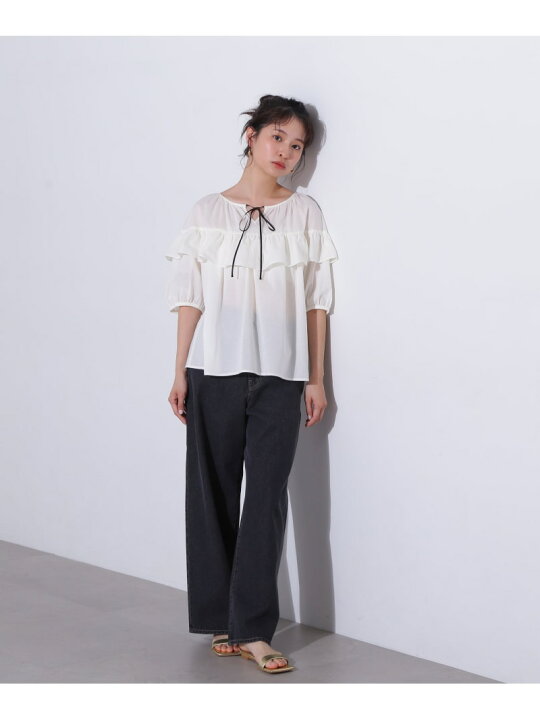 楽天市場】【SALE／60%OFF】ラッフルバイカラーリボンブラウス N