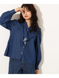【SALE／30%OFF】デニムラッフルブラウス N. Natural Beauty Basic エヌ ナチュラルビューティーベーシック* トップス シャツ・ブラウス ネイビー ブルー【RBA_E】【送料無料】[Rakuten Fashion]