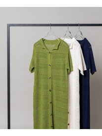 【SALE／10%OFF】透かし編みポロニットワンピース N. Natural Beauty Basic エヌ ナチュラルビューティーベーシック* ワンピース・ドレス その他のワンピース・ドレス ネイビー ホワイト グリーン【RBA_E】【送料無料】[Rakuten Fashion]