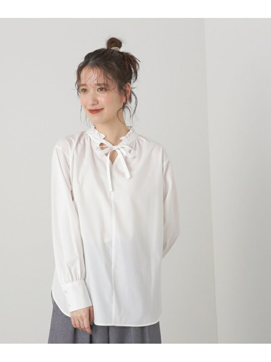 楽天市場】【SALE／40%OFF】スタンドフリルリボンタイブラウス N 
