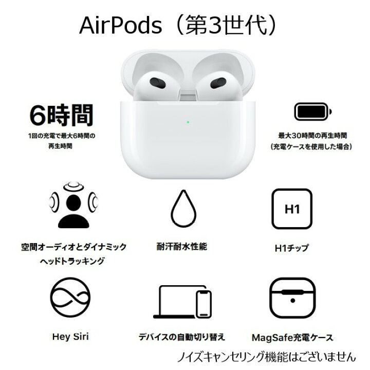 楽天市場】即納 Apple純正 AirPods 第3世代モデル [ MME73J/A ] 国内  