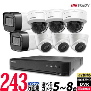 �h�ƃJ���� �������O HIKVISION �n�C�N�r�W�����h�ƃJ���� �����P�[�u��(PoC)�A�i���O 243����f 5�`8��Z�b�g ���R�[�_�[HDD�� 8chDVR �Ď��J���� POC-SET-8CH